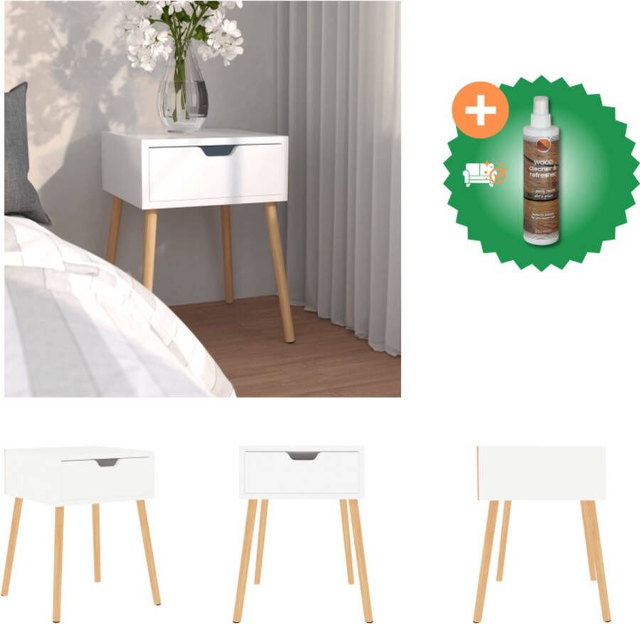 VidaXL Nachtkastje Spaanplaat 40 x 40 x 56 cm Hoogglans wit Kast Inclusief Houtreiniger en verfrisser