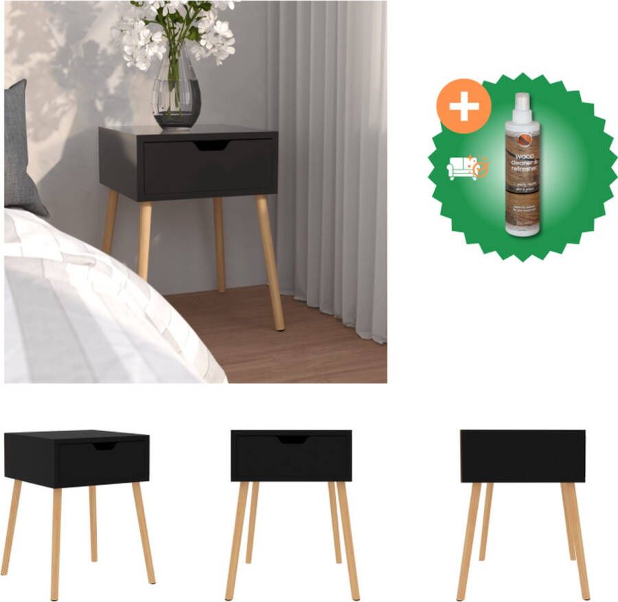 VidaXL Nachtkastje Spaanplaat 40x40x56 cm Hoogglans Zwart Kast Inclusief Houtreiniger en verfrisser
