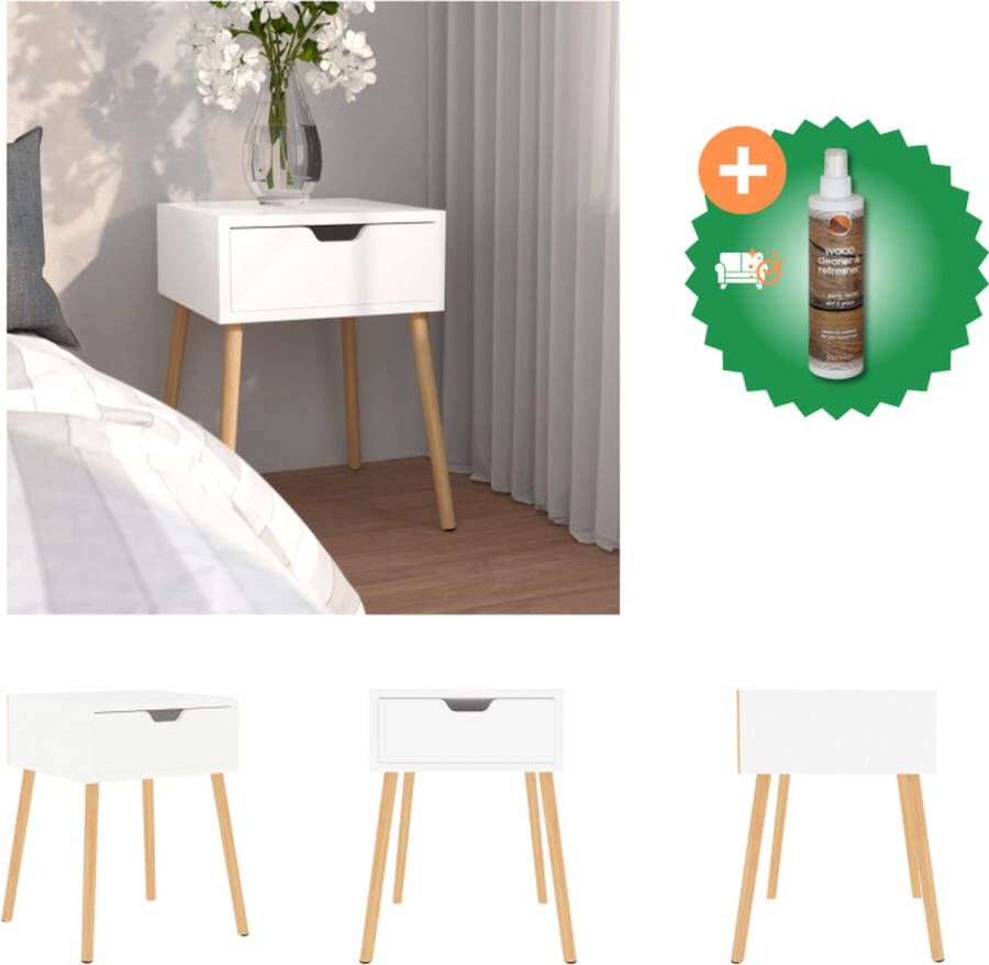 VidaXL Nachtkastje Spaanplaat 40x40x56 cm Wit Kast Inclusief Houtreiniger en verfrisser