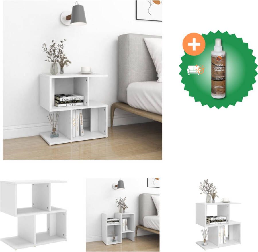 VidaXL Nachtkastje Spaanplaat 50 x 30 x 51.5 cm Wit Kast Inclusief Houtreiniger en verfrisser