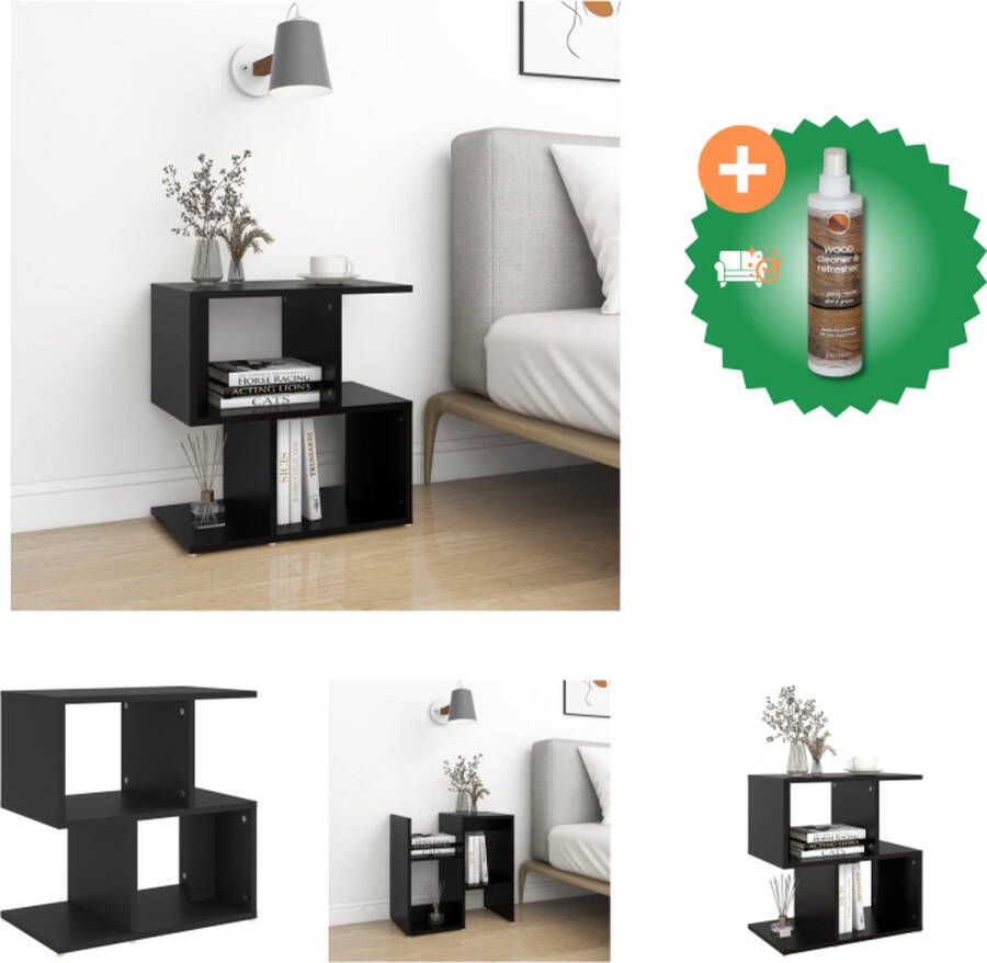 VidaXL Nachtkastje Stabiel bedtafeltje Zwarte spaanplaat 50 x 30 x 51.5 cm Montage vereist Kast Inclusief Houtreiniger en verfrisser