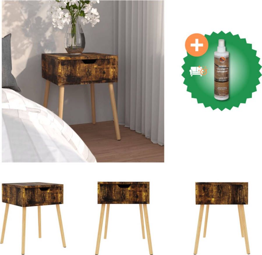 VidaXL Nachtkastje 40x40x56 cm spaanplaat gerookt eikenkleurig Kast Inclusief Houtreiniger en verfrisser