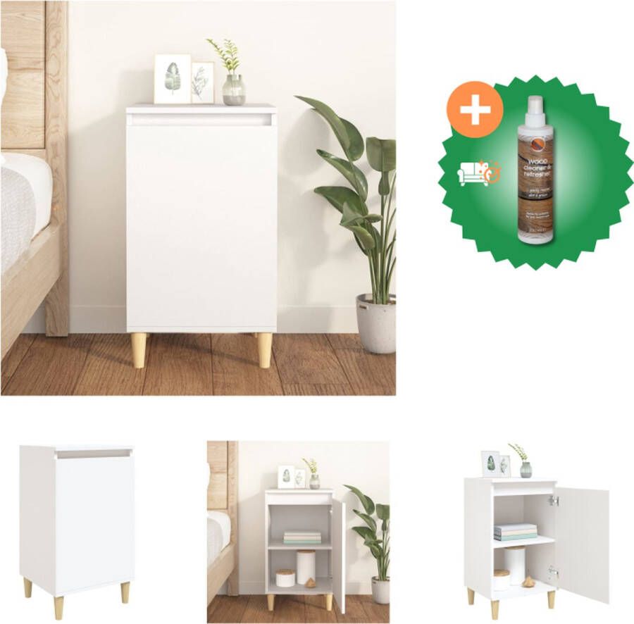 VidaXL Nachtkastje Strak Klassiek 40 x 35 x 70 cm Wit Kast Inclusief Houtreiniger en verfrisser - Foto 2
