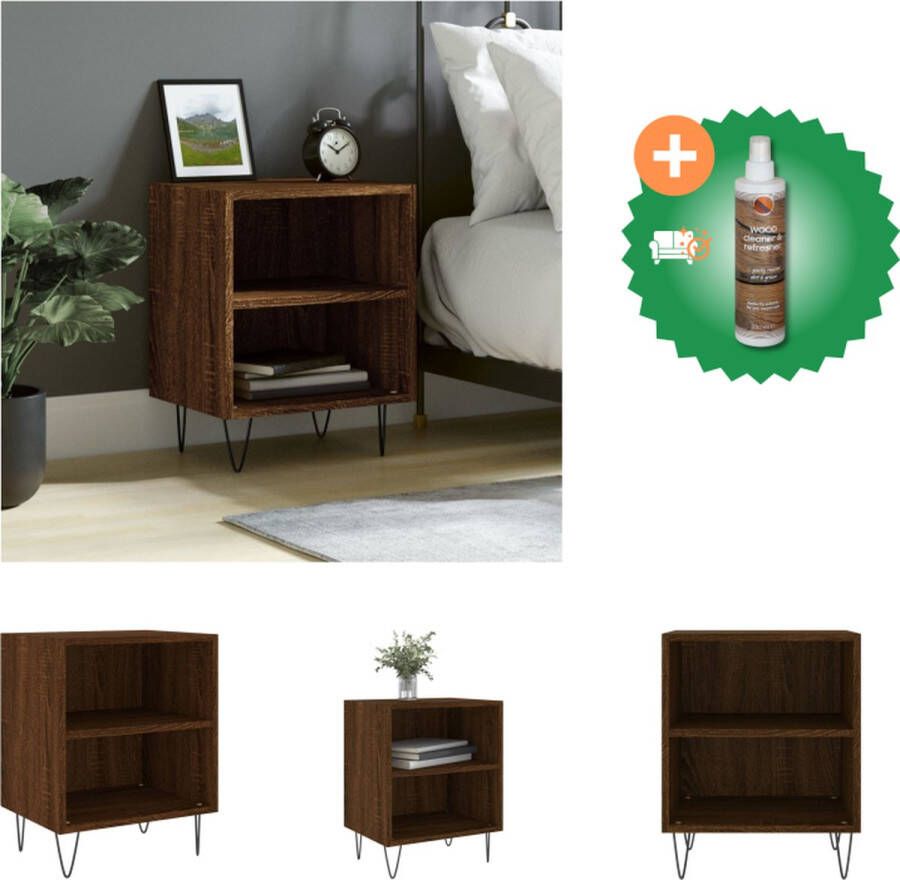 VidaXL Nachtkastje tijdloos meubel Afmeting- 40 x 30 x 50 cm Kleur- bruineiken Ken- duurzaam Kast Inclusief Houtreiniger en verfrisser