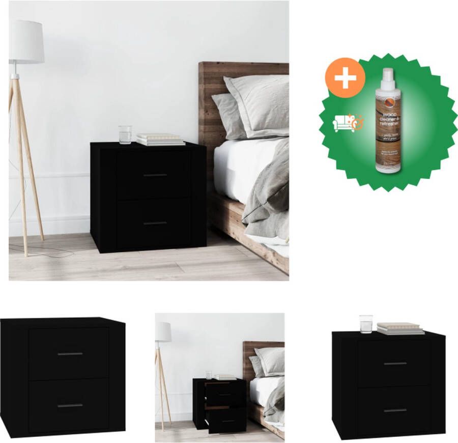 VidaXL Nachtkastje Trendy Interieur 50 x 39 x 47 cm Zwart Kast Inclusief Houtreiniger en verfrisser