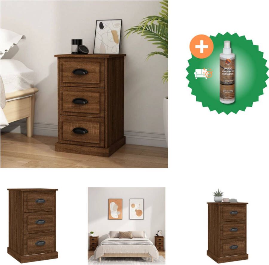 VidaXL Nachtkastje 39x39x67 cm bewerkt hout bruineikenkleurig Kast Inclusief Houtreiniger en verfrisser