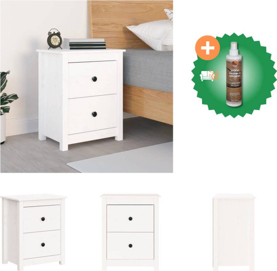 VidaXL Nachtkastje Trendy Massief grenenhout 50 x 35 x 61.5 cm 2 lades Kast Inclusief Houtreiniger en verfrisser