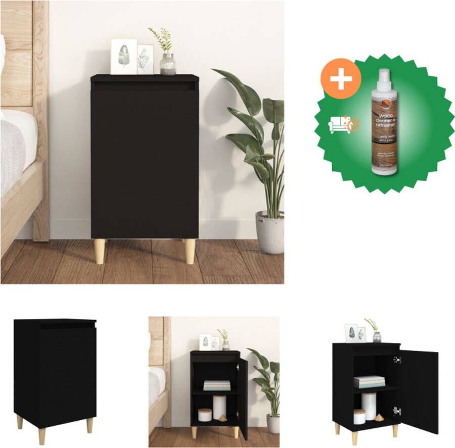 VidaXL Nachtkastje Trendy Meubel Afmetingen- 40 x 35 x 70 cm Kleur- zwart KEN- Duurzaam materiaal voldoende opbergruimte houten poten Kast Inclusief Houtreiniger en verfrisser - Foto 2