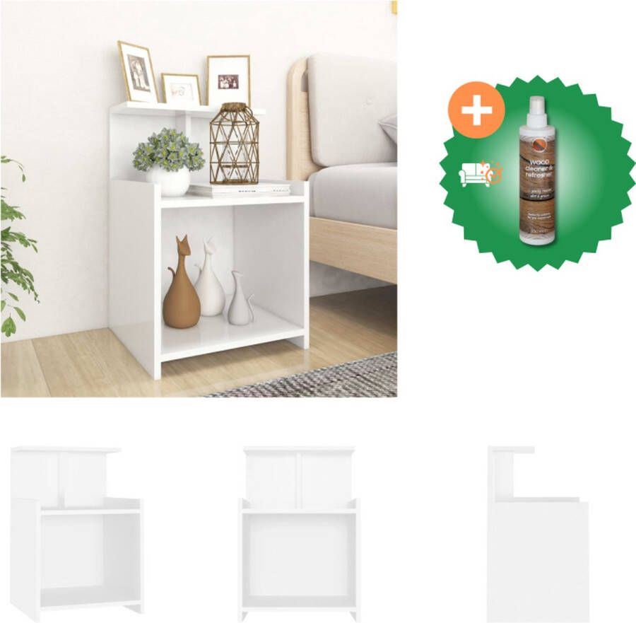 VidaXL Nachtkastje Trendy Meubelen Afmetingen- 40 x 35 x 60 cm Kleur- wit Materiaal- spaanplaat Kast Inclusief Houtreiniger en verfrisser