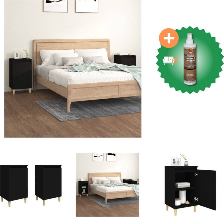 VidaXL Nachtkastje Trendy Meubelen Afmetingen- 40 x 35 x 70 cm Kleur- zwart Kast Inclusief Houtreiniger en verfrisser - Foto 2