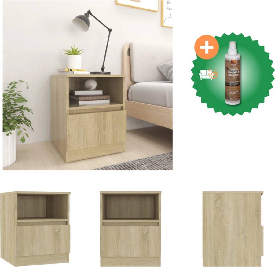VidaXL Nachtkastje Trendy Meubelen Afmetingen- 40x40x50cm Kleur- Sonoma Eiken Materiaal- Spaanplaat Kast Inclusief Houtreiniger en verfrisser