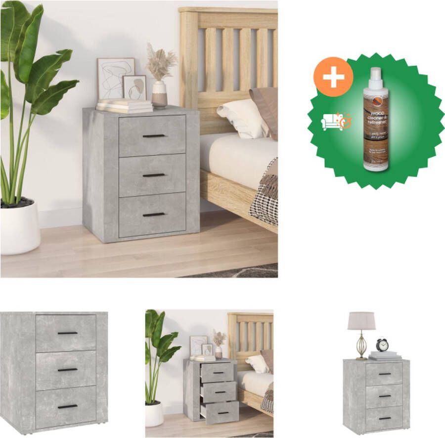VidaXL Nachtkastje Trendy Meubelen Afmetingen- 50 x 36 x 60 cm Kleur- Betongrijs Kast Inclusief Houtreiniger en verfrisser