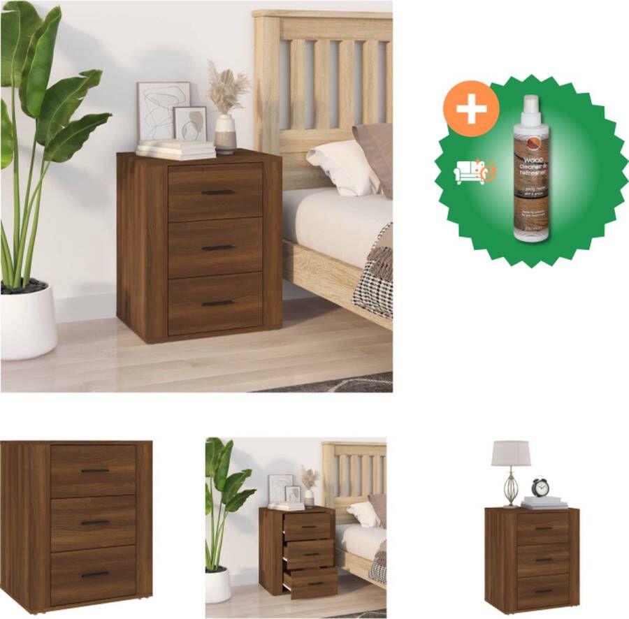 VidaXL Nachtkastje Trendy Meubelen Afmetingen- 50 x 36 x 60 cm Kleur- Bruineiken Kast Inclusief Houtreiniger en verfrisser