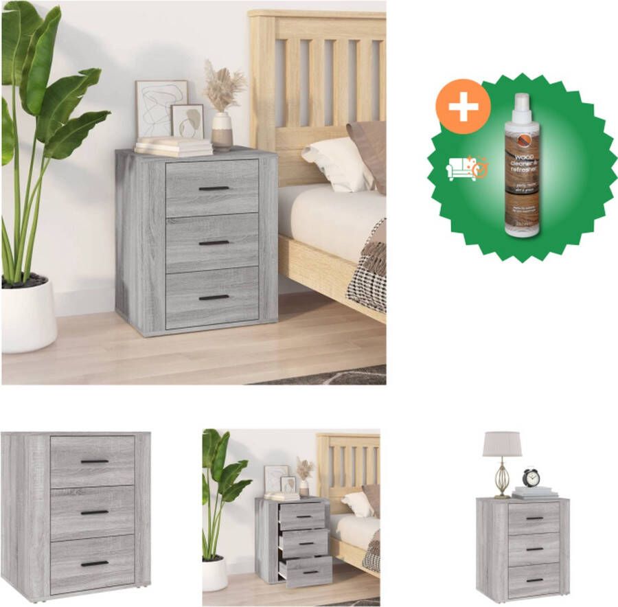 VidaXL Nachtkastje Trendy Meubelen Afmetingen- 50 x 36 x 60 cm Kleur- Grijs Sonoma Eiken Duurzaam materiaal Kast Inclusief Houtreiniger en verfrisser