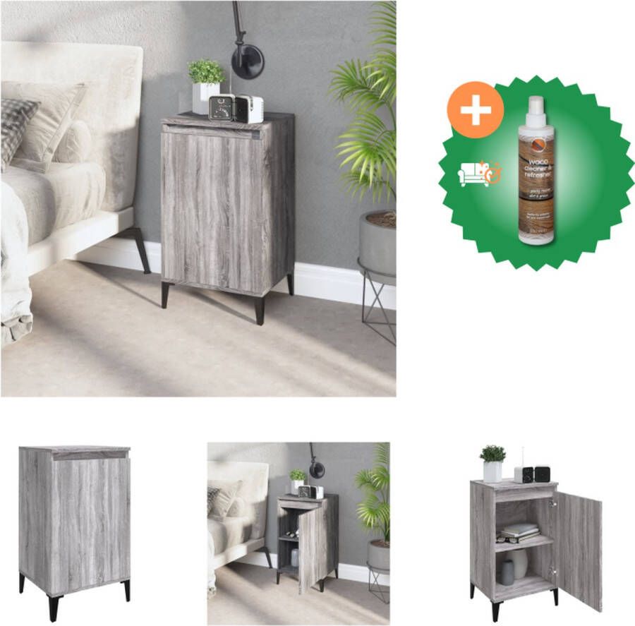 VidaXL Nachtkastje Trendy Nachtkastje 40 x 35 x 70 cm Ken- Grijs Sonoma Eiken Kast Inclusief Houtreiniger en verfrisser