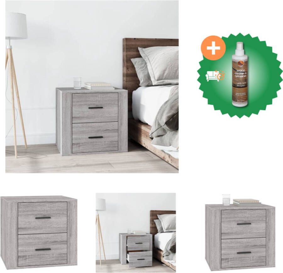 VidaXL Nachtkastje Trendy Nachtkastje 50 x 39 x 47 cm Grijs Sonoma Eiken Kast Inclusief Houtreiniger en verfrisser - Foto 2