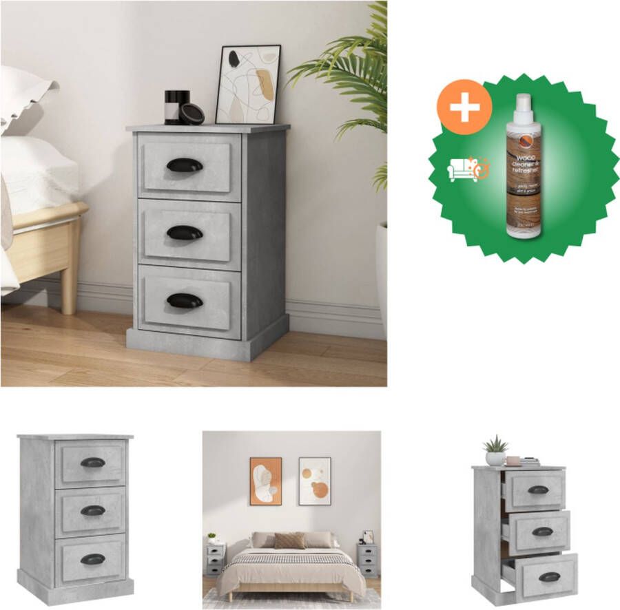 VidaXL Nachtkastje Trendy Nachtkastjes 39 x 39 x 67 cm Betongrijs Kast Inclusief Houtreiniger en verfrisser