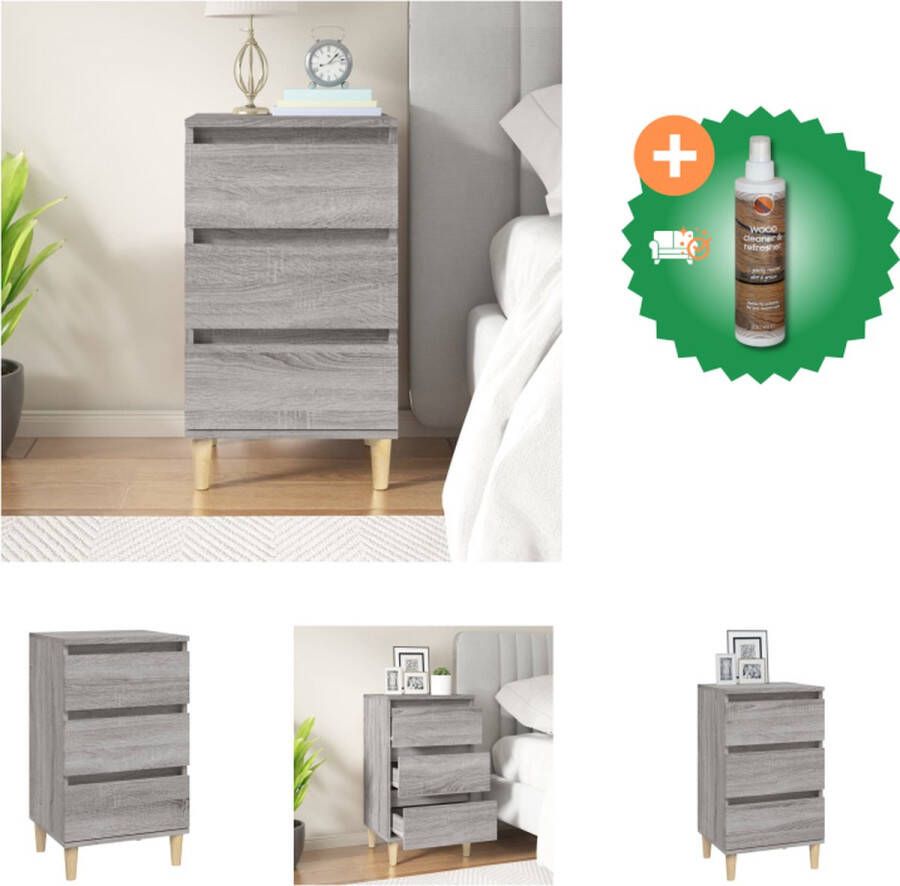 VidaXL Nachtkastje Trendy Nachtkastjes 40 x 35 x 70 cm Grijs Sonoma Eiken Kast Inclusief Houtreiniger en verfrisser