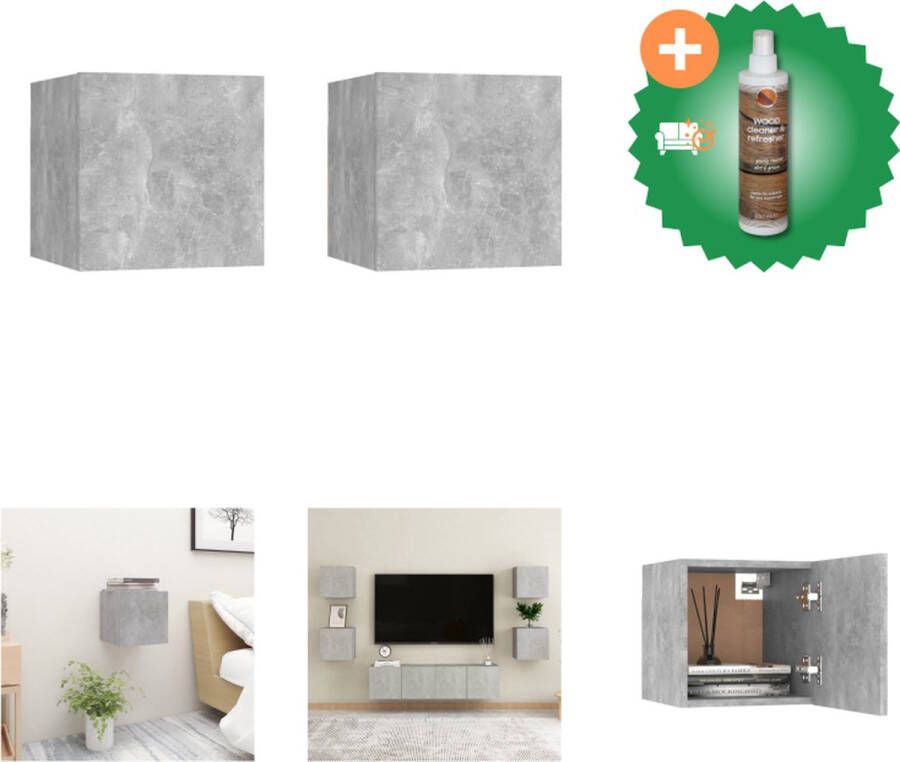 VidaXL Nachtkastje Trendy Slaapkaastjes Afmetingen- 30.5 x 30 x 30 cm Kleur- Betongrijs Materiaal- Spaanplaat Kast Inclusief Houtreiniger en verfrisser