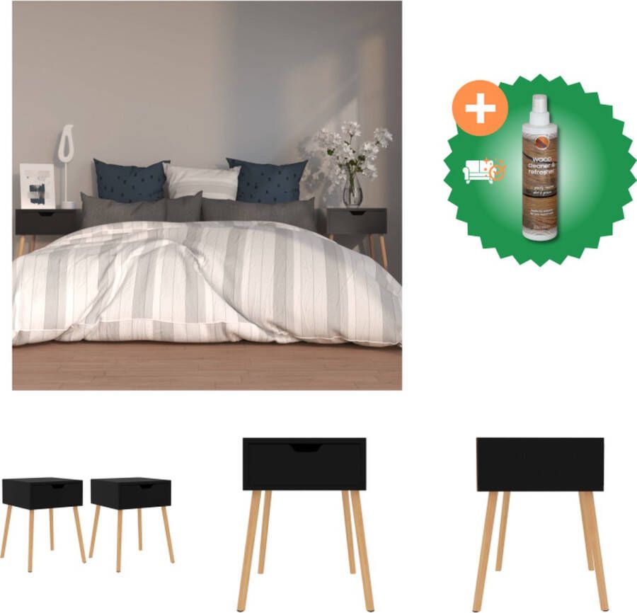 VidaXL Nachtkastje Universele Bedkastjes 40 x 40 x 56 cm Zwart Kast Inclusief Houtreiniger en verfrisser