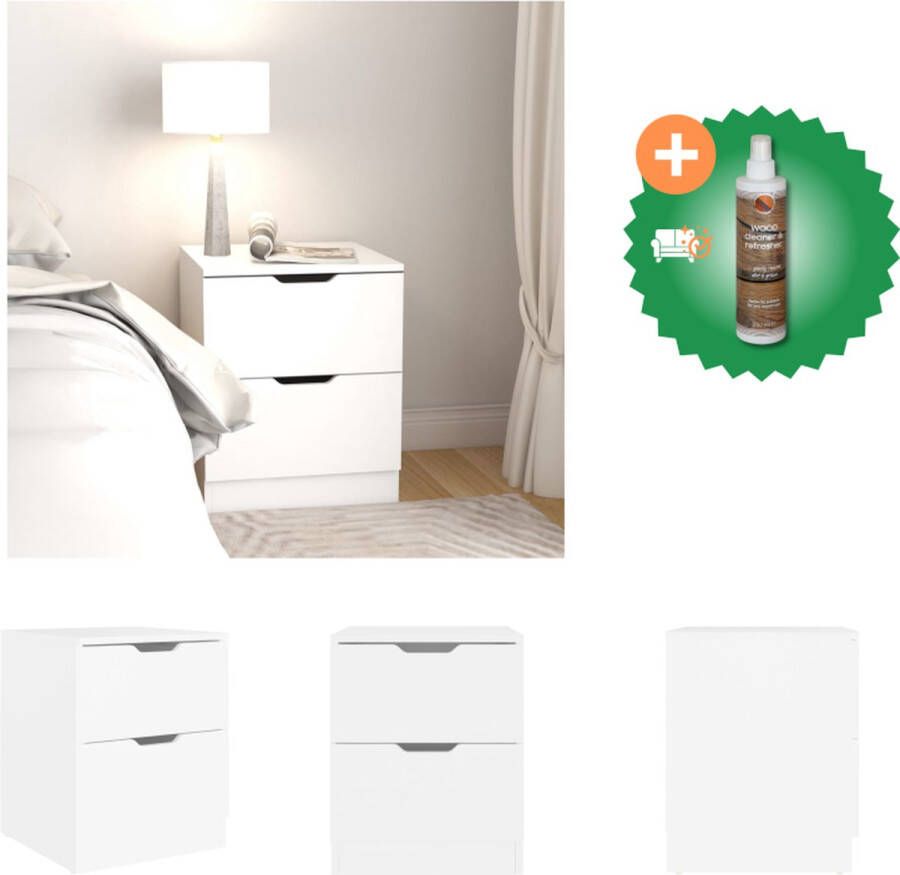 VidaXL Nachtkastje Urban Bijzettafel 40x40x50 cm Wit Spaanplaat Kast Inclusief Houtreiniger en verfrisser
