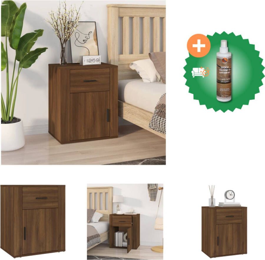 VidaXL Nachtkastje 50x36x60 cm bewerkt hout bruineikenkleurig Kast Inclusief Houtreiniger en verfrisser