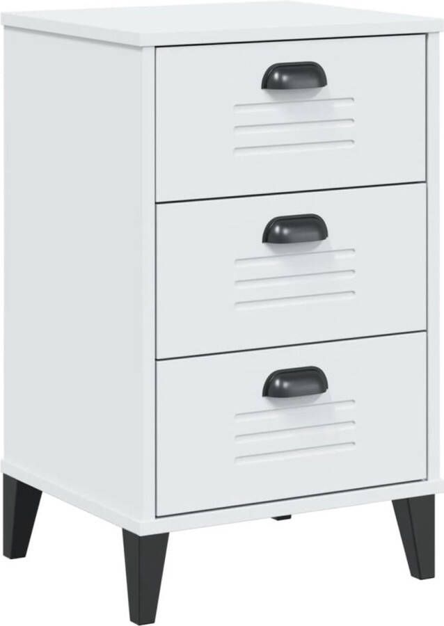 VidaXL -Nachtkastje-VIKEN-massief-grenenhout-wit - Foto 3