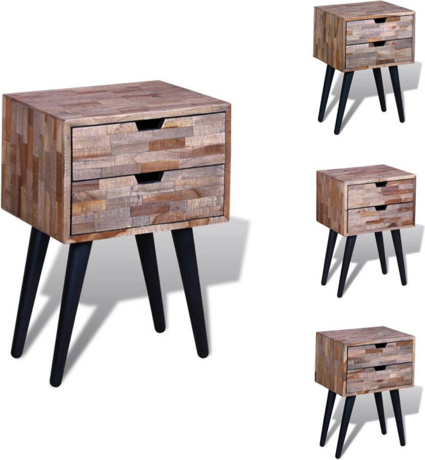 VidaXL Kast Kasten Nachtkast Nachtkasten Nachtkastje met 2 lades gerecycled teakhout