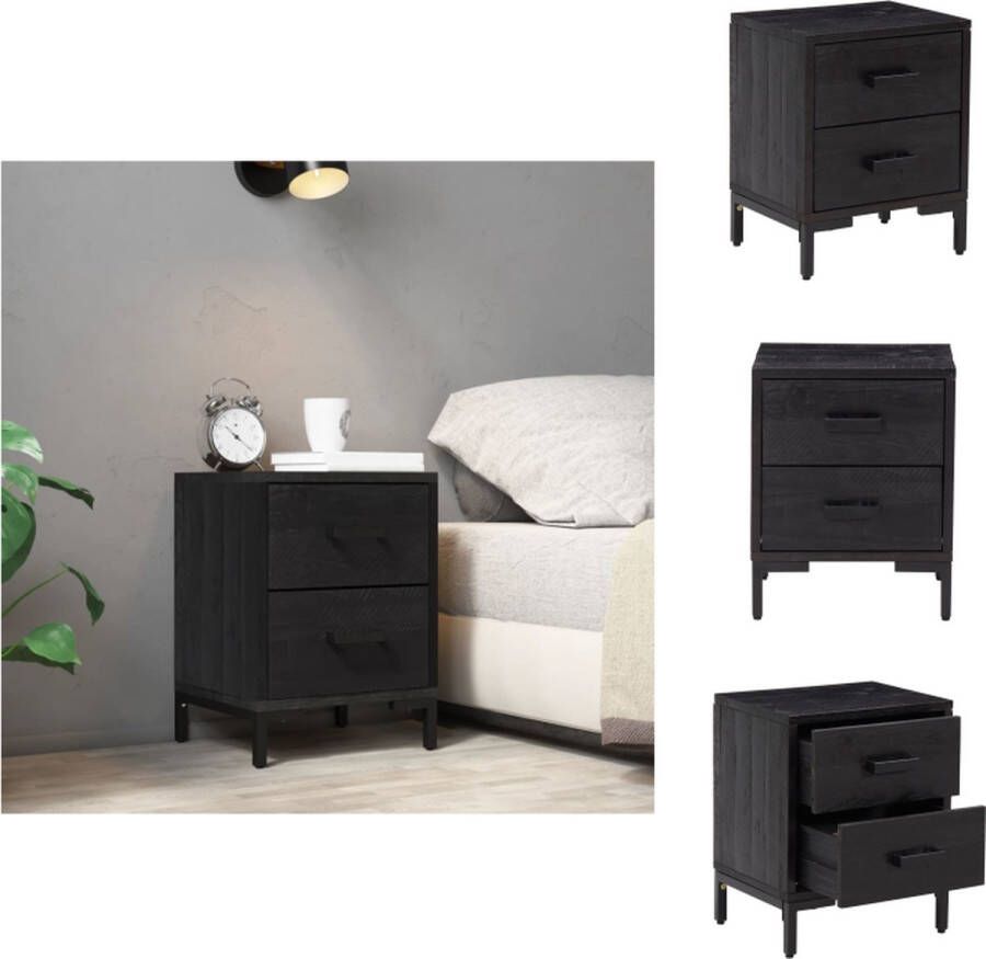 VidaXL Nachtkastje Nachtkastjes Houten Nachtkastje Telefoonkast Nachtkastje 36x30x45 cm gerecycled massief grenenhout zwart