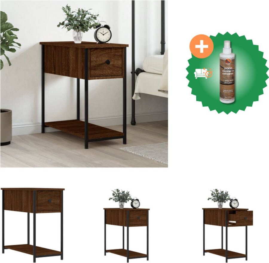 VidaXL Nachtkastje Bruineiken 30x60x60 cm Duurzaam bewerkt hout en ijzer Kast Inclusief Houtreiniger en verfrisser - Foto 2