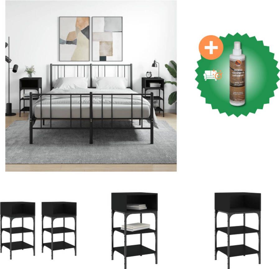 VidaXL Nachtkastje Vul hier de naam in Bijzetkastje 35 x 34.5 x 70 cm Ken- Verstelbare poten Kleur- Zwart Kast Inclusief Houtreiniger en verfrisser