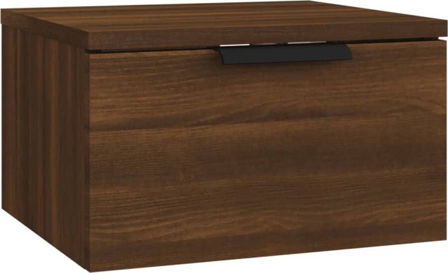VidaXL Nachtkastje Wandgemonteerd Bruin Eiken 34x30x20 cm Wandlamp Nachtlamp Kastje Bergruimte Slaapkamer Decoratie Houten Meubels Bruine Meubelstuk