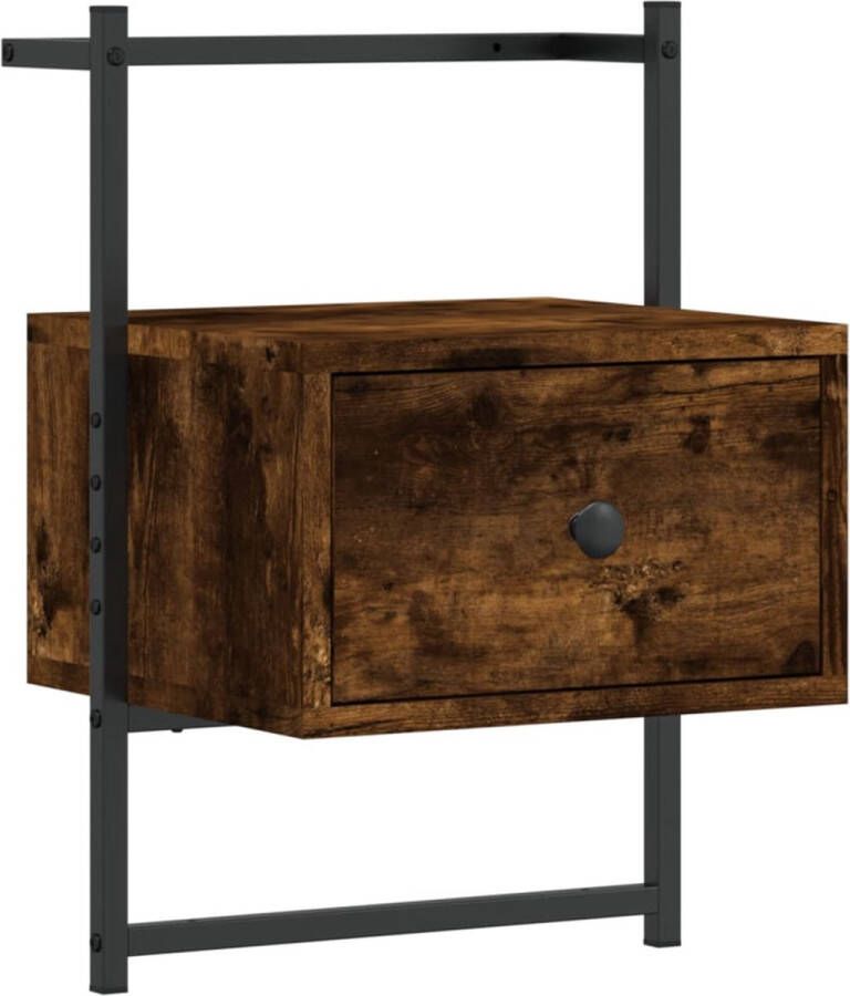 VidaXL Nachtkastje Wandgemonteerd Gerookt Eiken Wandlamp Nachtlamp Bergruimte Slaapkamersdecoratie Houten Meubels Bruine Meubel