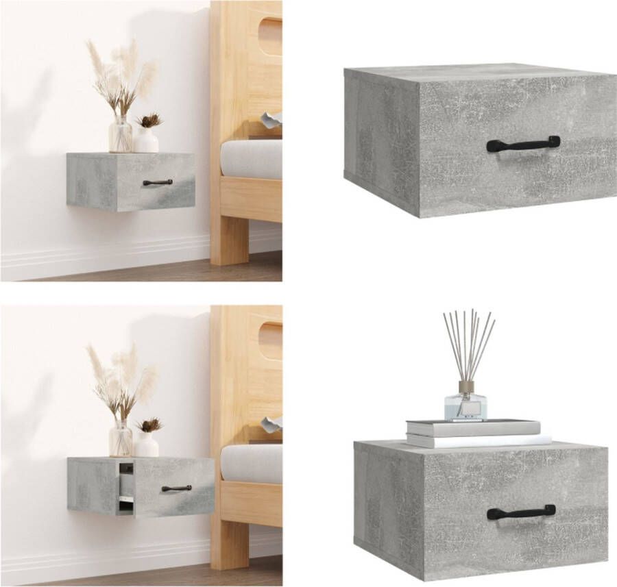 VidaXL Nachtkastje wandgemonteerd 35x35x20 cm betongrijs Wandnachtkastje Wandnachtkastjes Wandgemonteerd Nachtkastje Wandgemonteerd Bedkastje