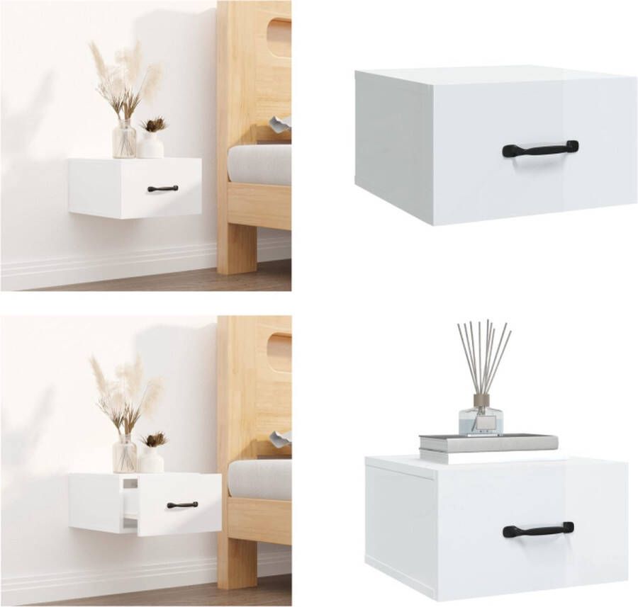 VidaXL Nachtkastje wandgemonteerd 35x35x20 cm hoogglans wit Wandnachtkastje Wandnachtkastjes Wandgemonteerd Nachtkastje Wandgemonteerd Bedkastje