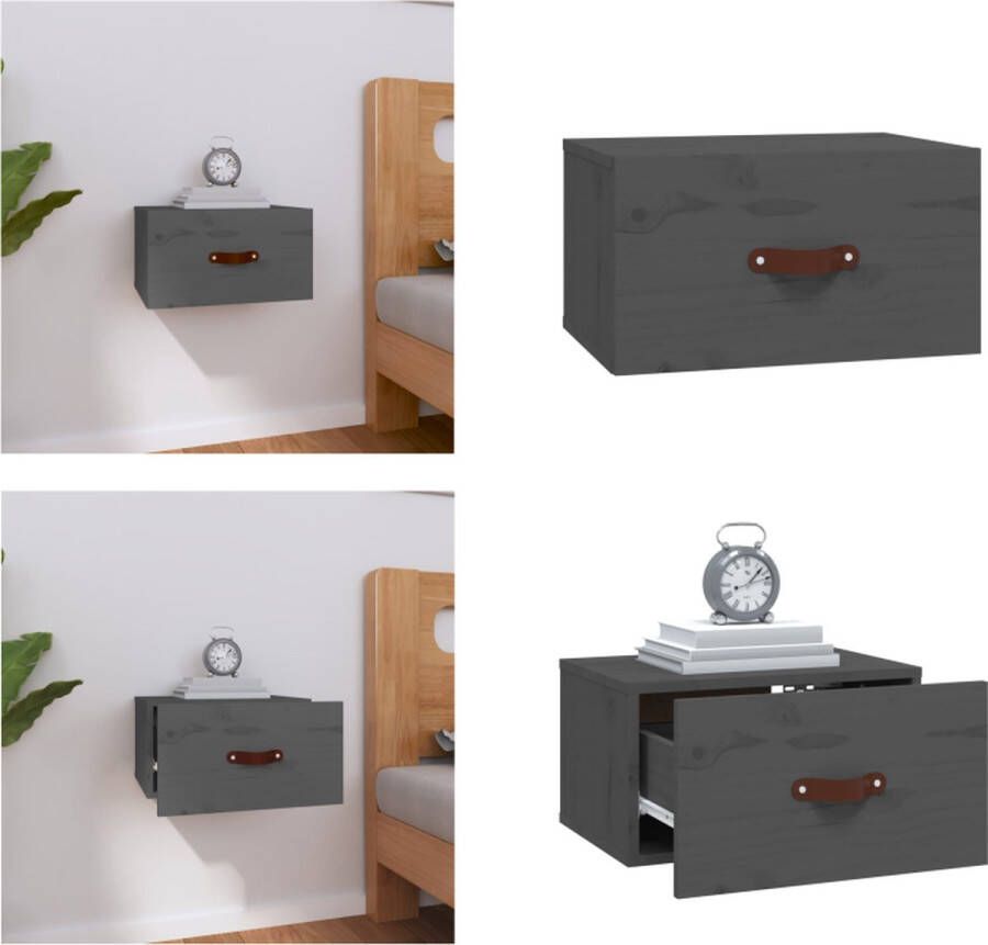 VidaXL Nachtkastje wandgemonteerd 40x29 5x22 cm grijs Wandnachtkastje Wandnachtkastjes Wandgemonteerd Nachtkastje Wandgemonteerd Bedkastje - Foto 2