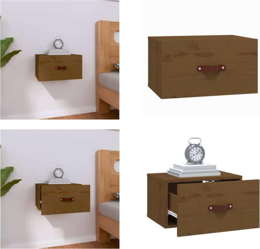 VidaXL Nachtkastje wandgemonteerd 40x29-5x22 cm honingbruin Wandnachtkastje Wandnachtkastjes Wandgemonteerd Nachtkastje Wandgemonteerd Bedkastje - Foto 2