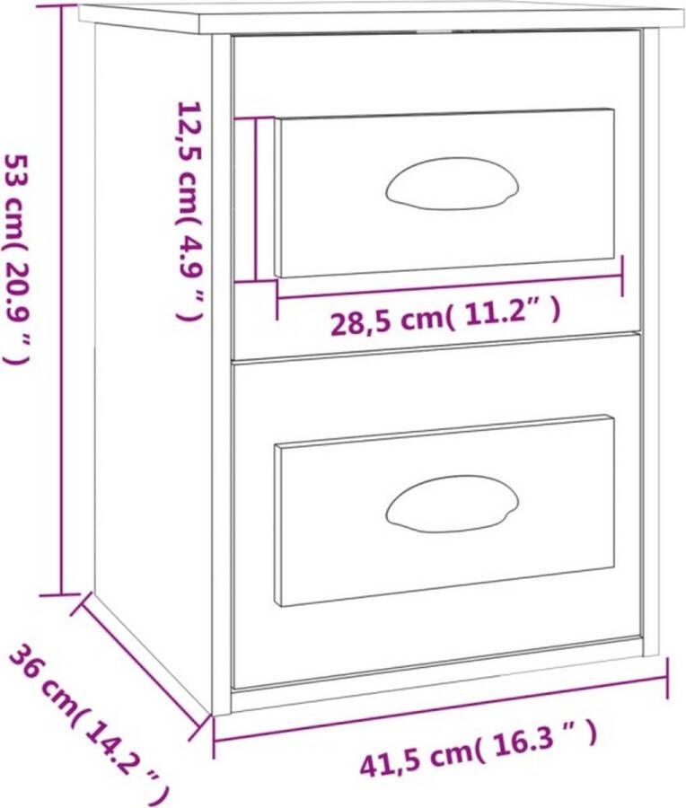 VidaXL -Nachtkastje-wandgemonteerd-41 5x36x53-cm-bruineikenkleurig - Foto 4