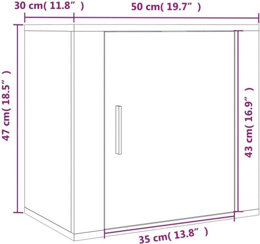 VidaXL -Nachtkastje-wandgemonteerd-50x30x47-cm-bruineikenkleurig - Foto 4