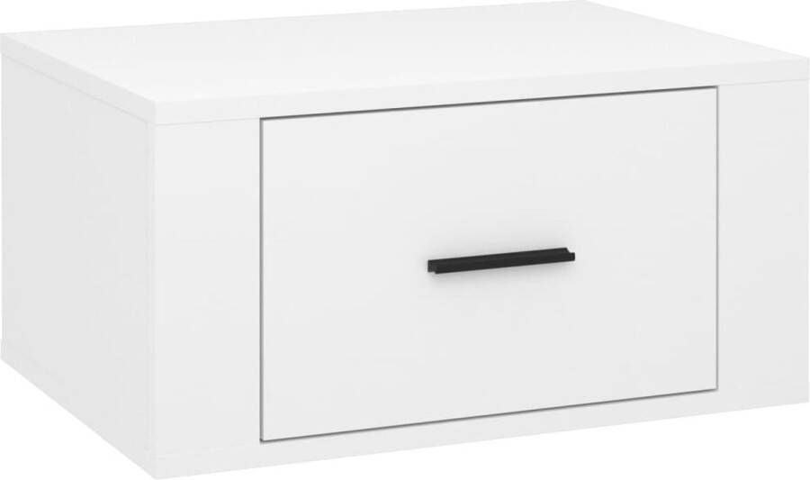 VidaXL Nachtkastje Wandgemonteerd Hoogglans Wit Zwevend Nachtkastje Wandkast Nachtlampje Slaapkamervloer Badkamer Accessoires Minimalistische Meubels Houten Meubelstukken Compact Bureau