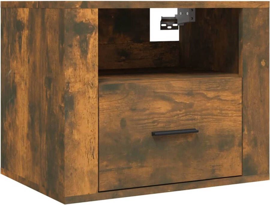 VidaXL Nachtkastje 50x36x40 cm Gerookt Eiken Zwevend Nachtkastje Wandmontage Nachtkastje Bruin Houten Nachtkastje Badkamer Kastje Boven Bed Bergruimte