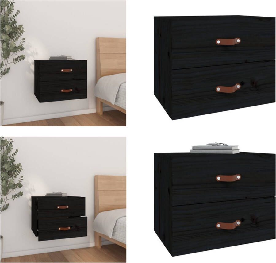 VidaXL Nachtkastje wandgemonteerd 50x36x40 cm zwart Wandnachtkastje Wandnachtkastjes Wandgemonteerd Nachtkastje Wandgemonteerd Bedkastje - Foto 2