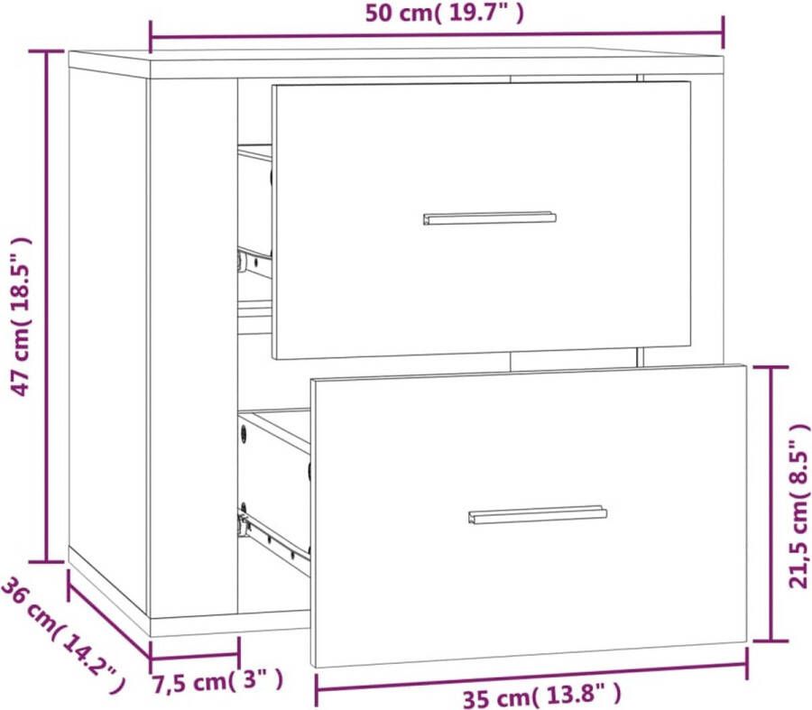 VidaXL -Nachtkastje-wandgemonteerd-50x36x47-cm-wit - Foto 5