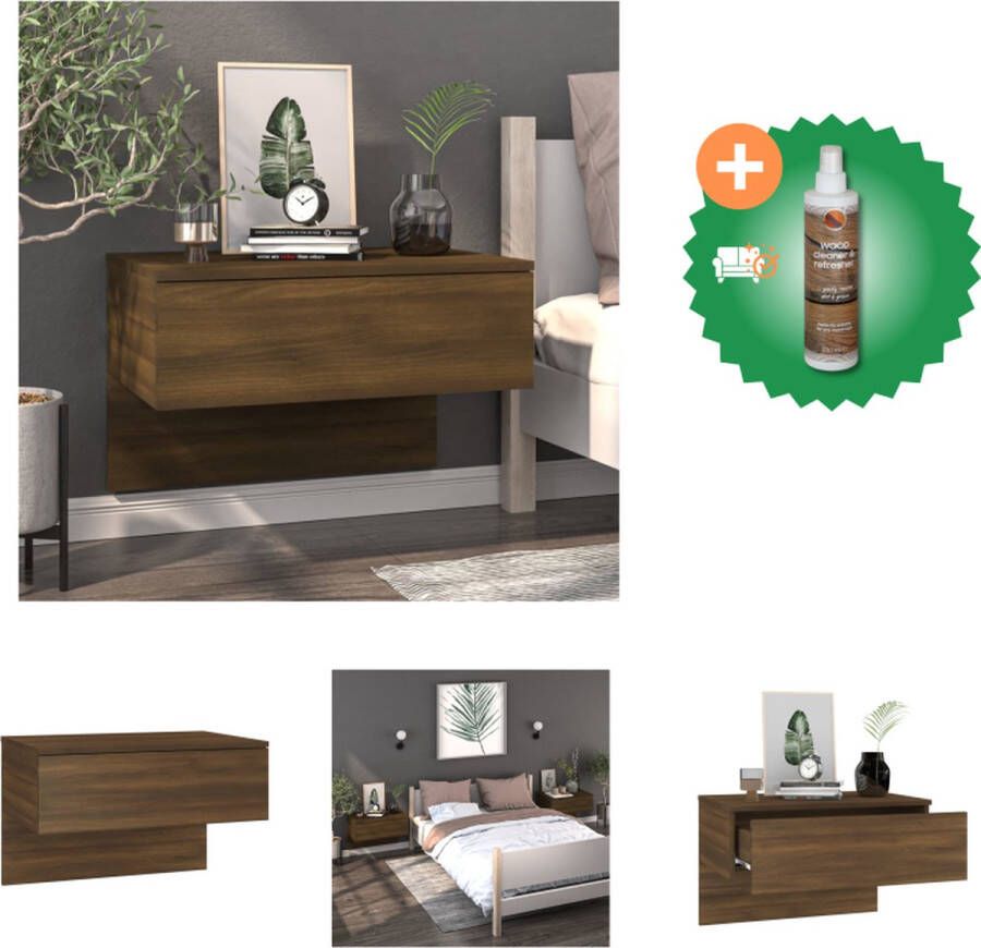 VidaXL Wandnachtkast Bruineiken 48.5 x 32.5 x 80 cm Multifunctioneel en eenvoudig te reinigen Montage vereist Kast Inclusief Houtreiniger en verfrisser - Foto 2