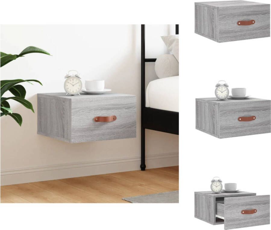 VidaXL Nachtkastje Nachtkastjes Bijzettafel Wandkastje Nachtkastje wandgemonteerd 35x35x20 cm grijs sonoma eikenkleur - Foto 2