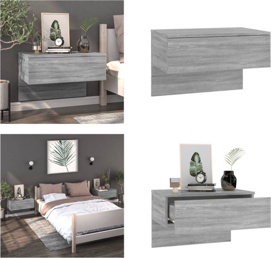 VidaXL Nachtkastje wandgemonteerd grijs sonoma eikenkleurig Wandnachtkastje Wandnachtkastjes Wandgemonteerd Nachtkastje Wandgemonteerd Bedkastje