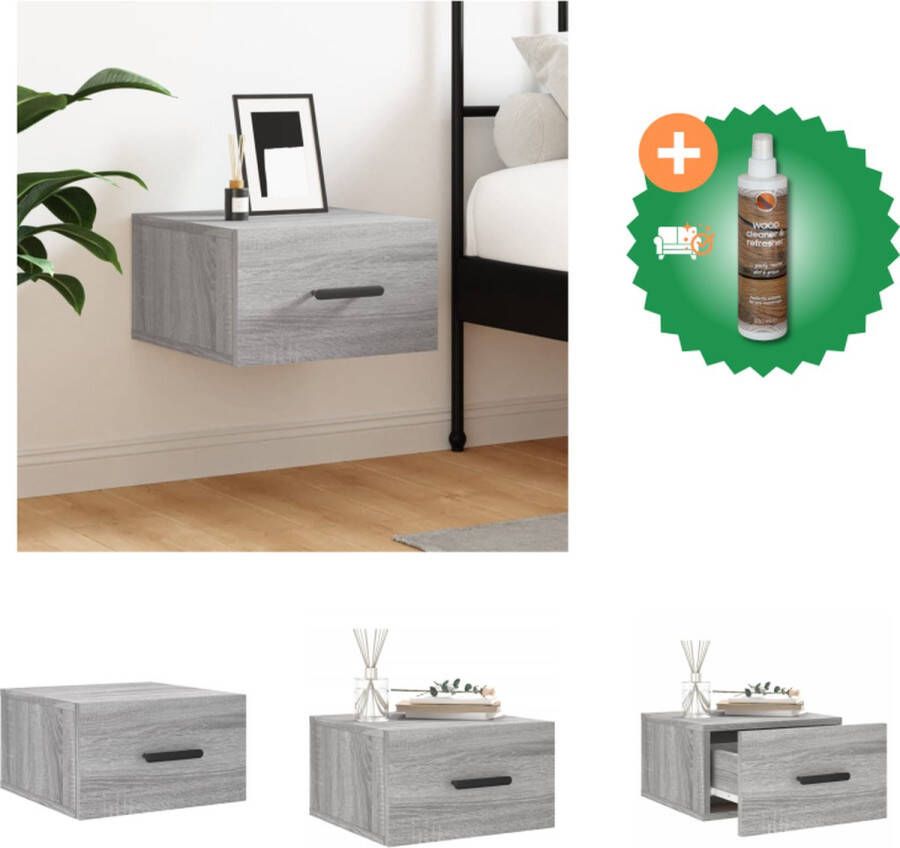 VidaXL Nachtkastje Wandgemonteerd Meubel Afmeting- 35 x 35 x 20 cm Ken- Grijs Sonoma Eiken Duurzaam materiaal Kast Inclusief Houtreiniger en verfrisser