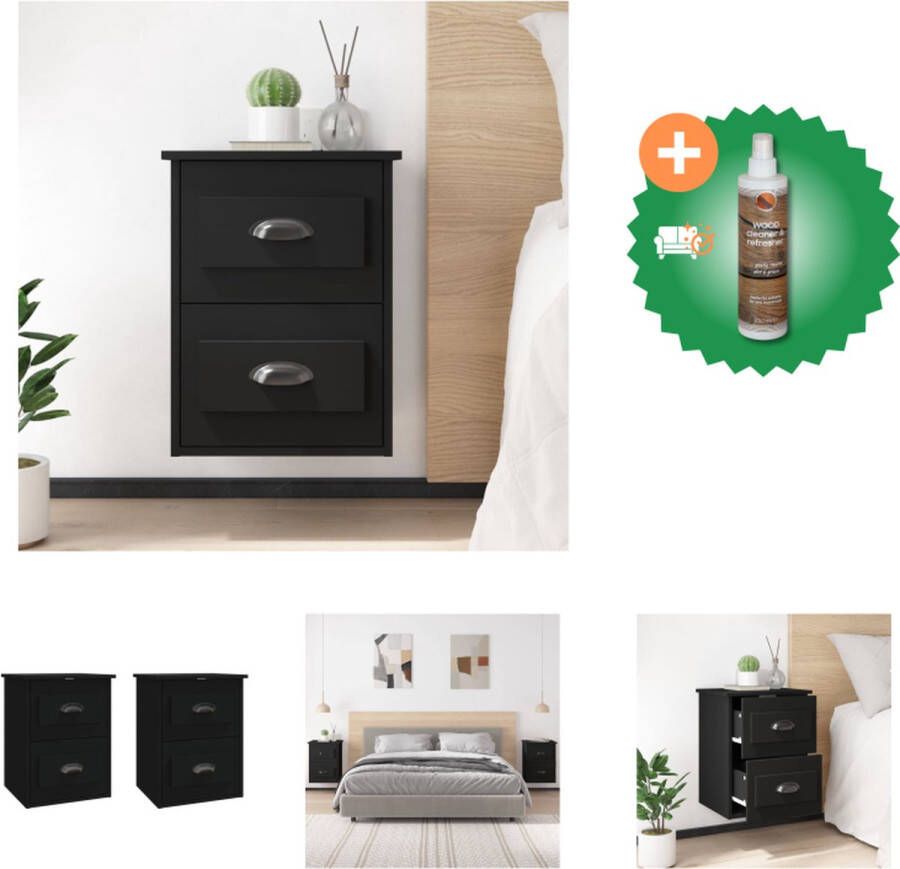 VidaXL Nachtkastje Wandgemonteerd Meubilair Afmeting- 41.5 x 36 x 53 cm Ken- Duurzaam hout Kast Inclusief Houtreiniger en verfrisser