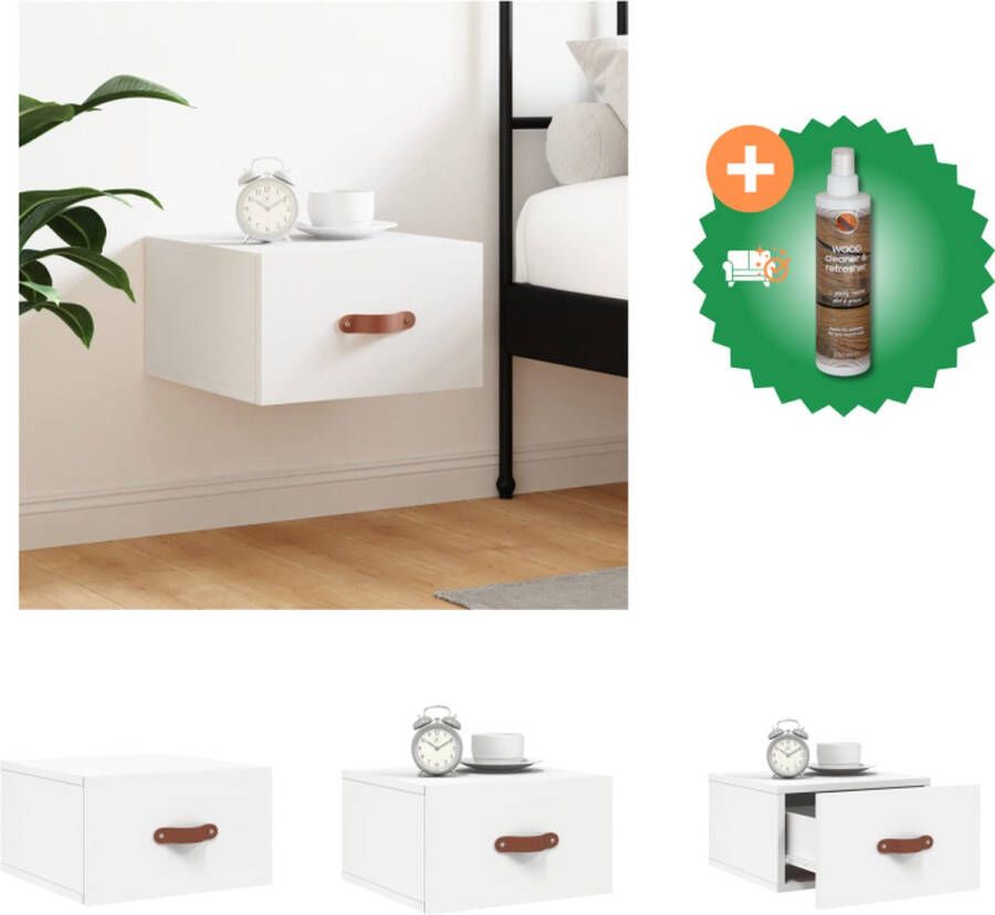 VidaXL Wandgemonteerd Nachtkastje Decoratieve toevoeging 35 x 35 x 20 cm Duurzaam bewerkt hout Kast Inclusief Houtreiniger en verfrisser