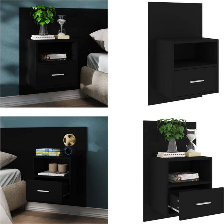 VidaXL Nachtkastje wandgemonteerd zwart Wandnachtkastje Wandnachtkastjes Wandgemonteerd Nachtkastje Wandgemonteerd Bedkastje